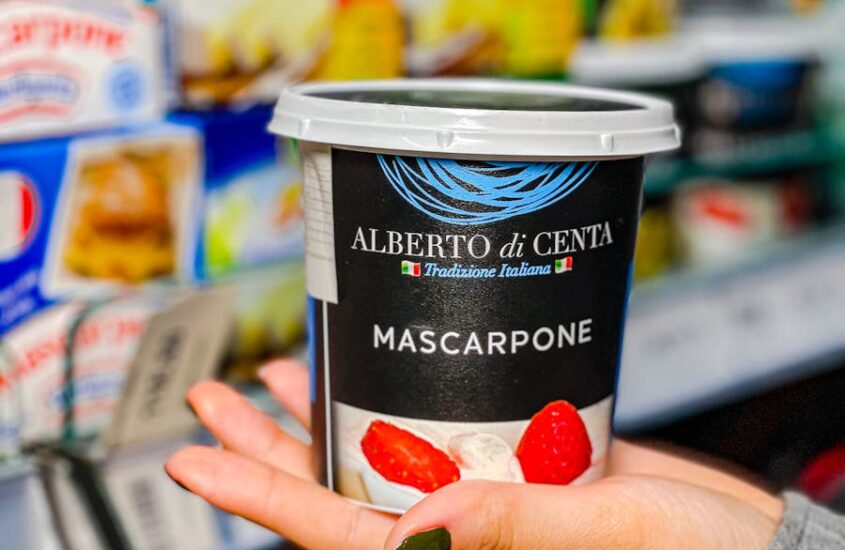 Close-up of a Tub of Mascarpone Cheese